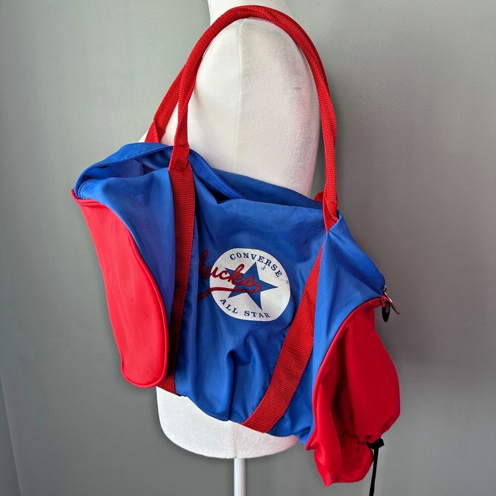Vtg Chuck Taylor Converse All Star Red/Blue Duffle Workout Bag